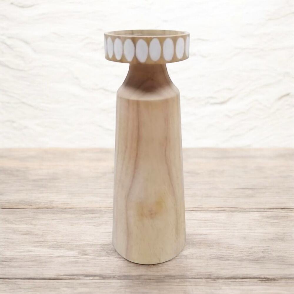 HD Designs Wood Large Candle Holder 8.5" Tall